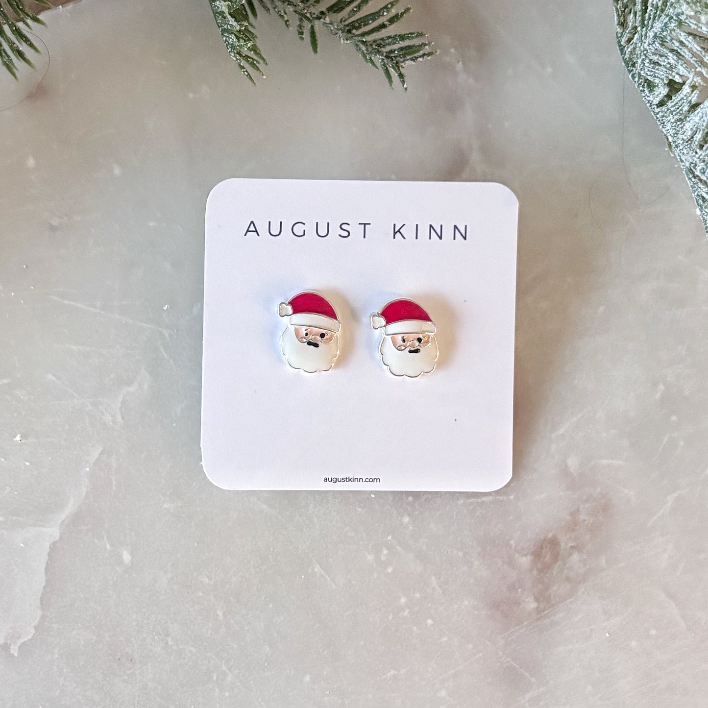 Enamel Earrings - Santa