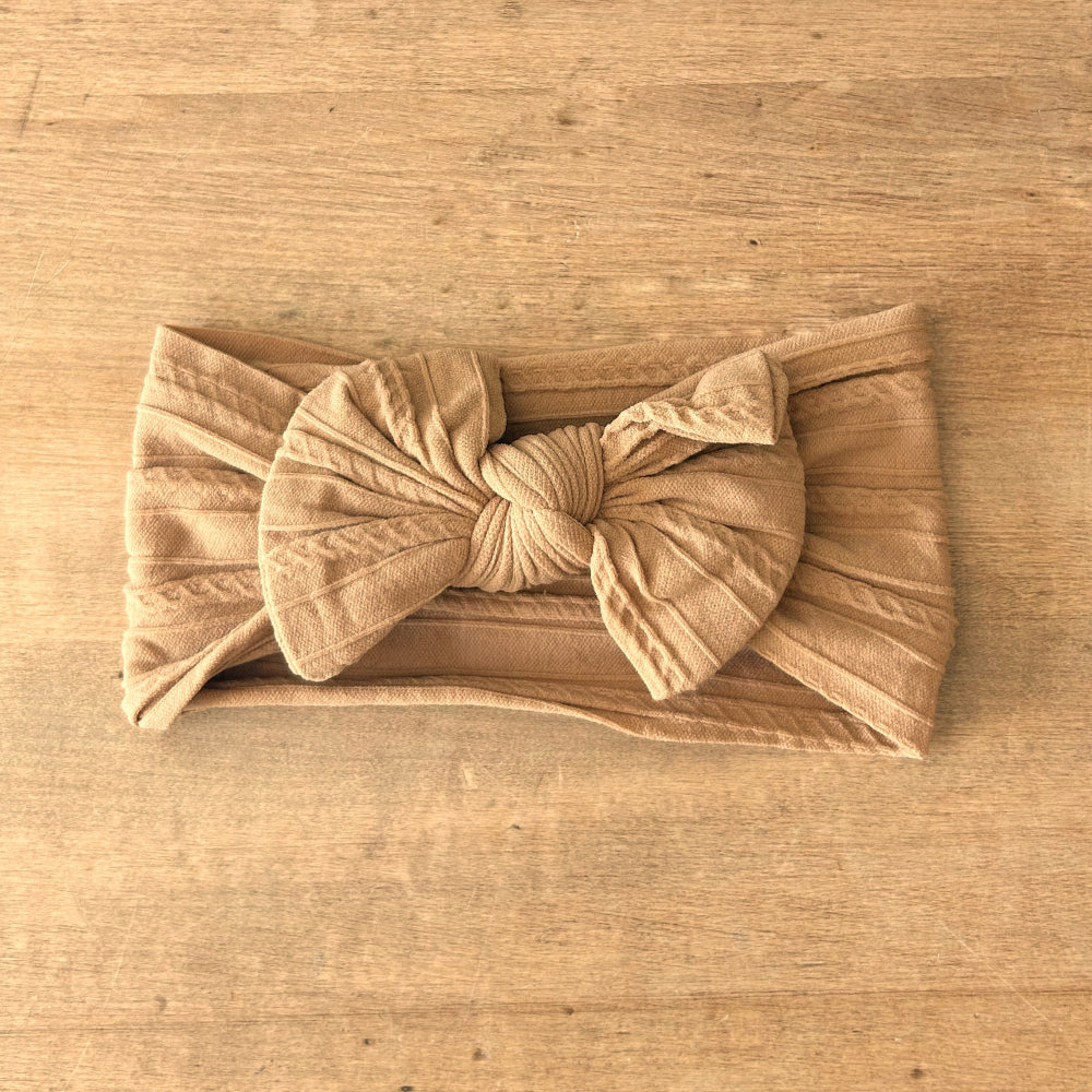 Stretchy Bow Headband - Latte