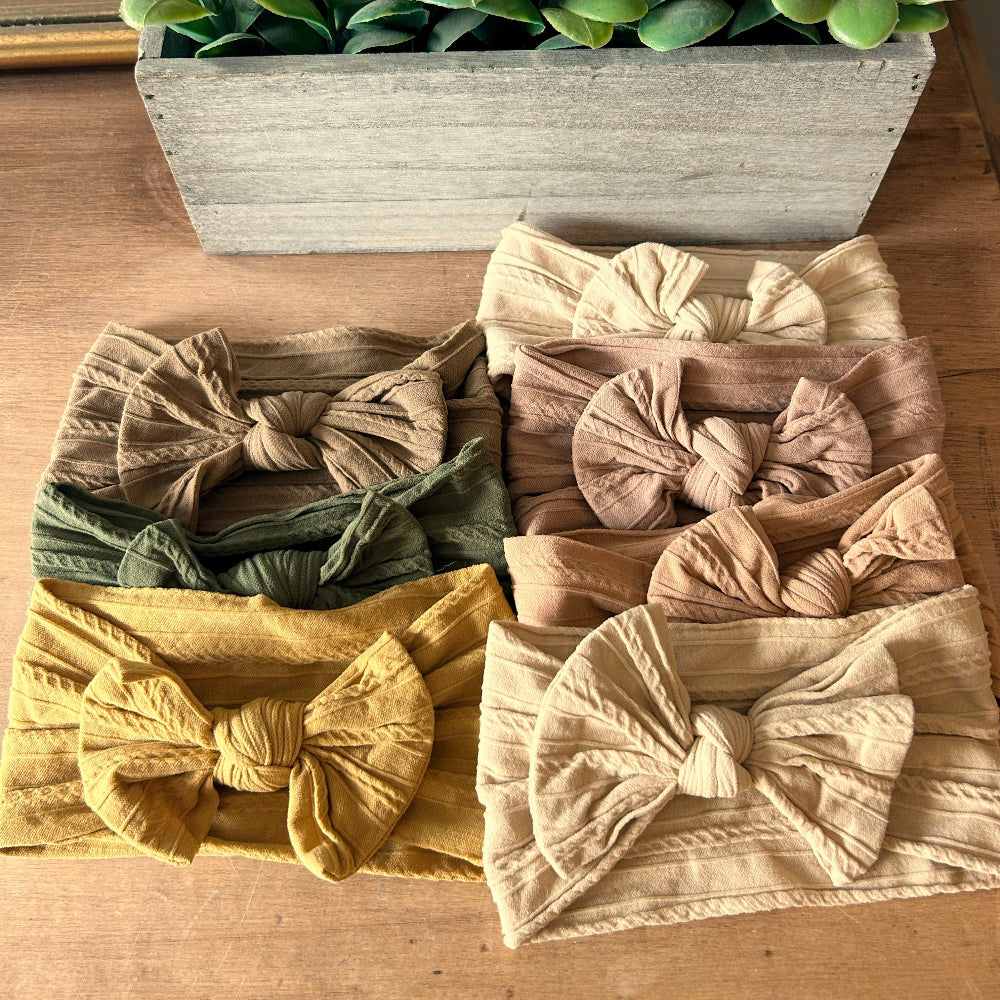 Stretchy Bow Headband - Mocha