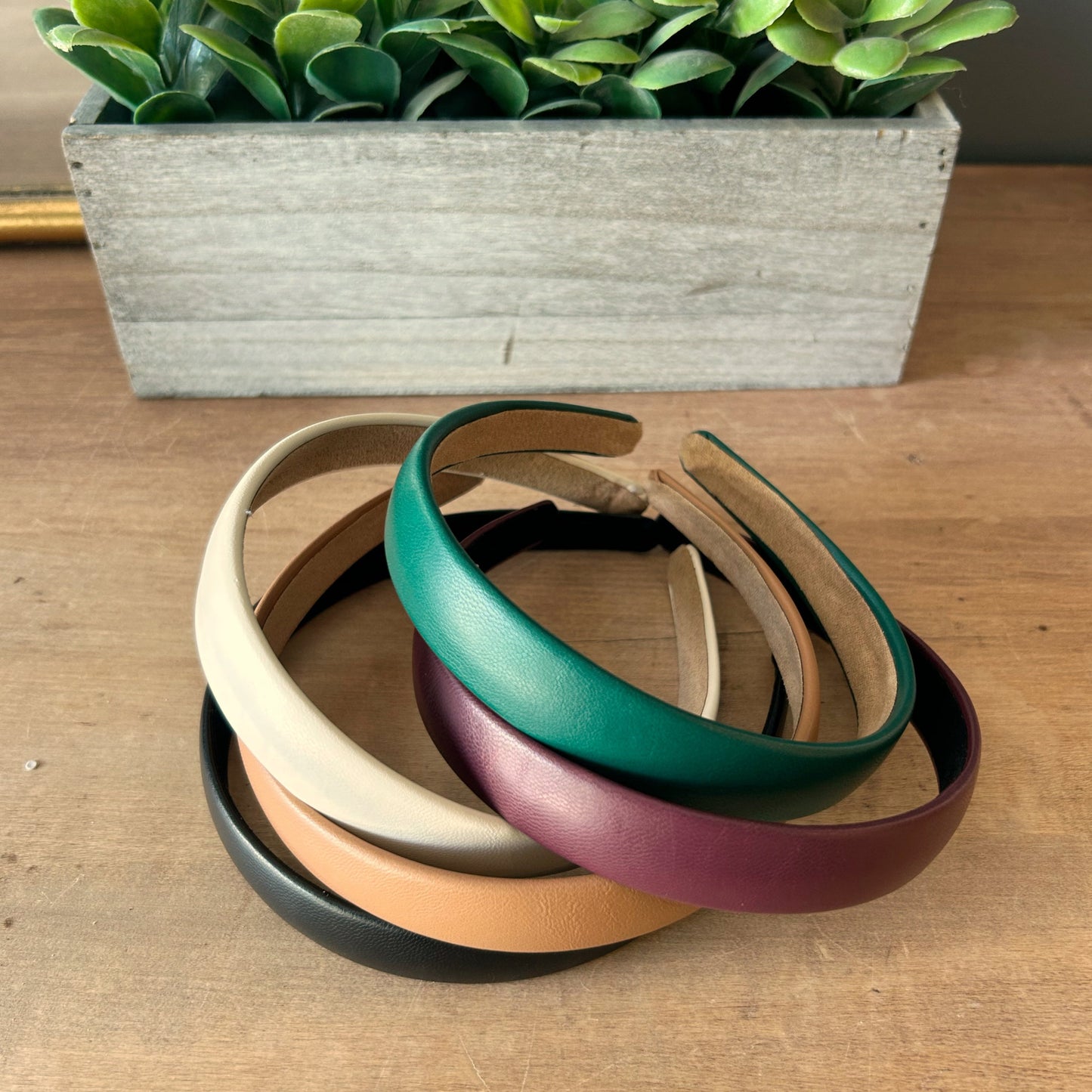 Leatherette Headband - Burgundy