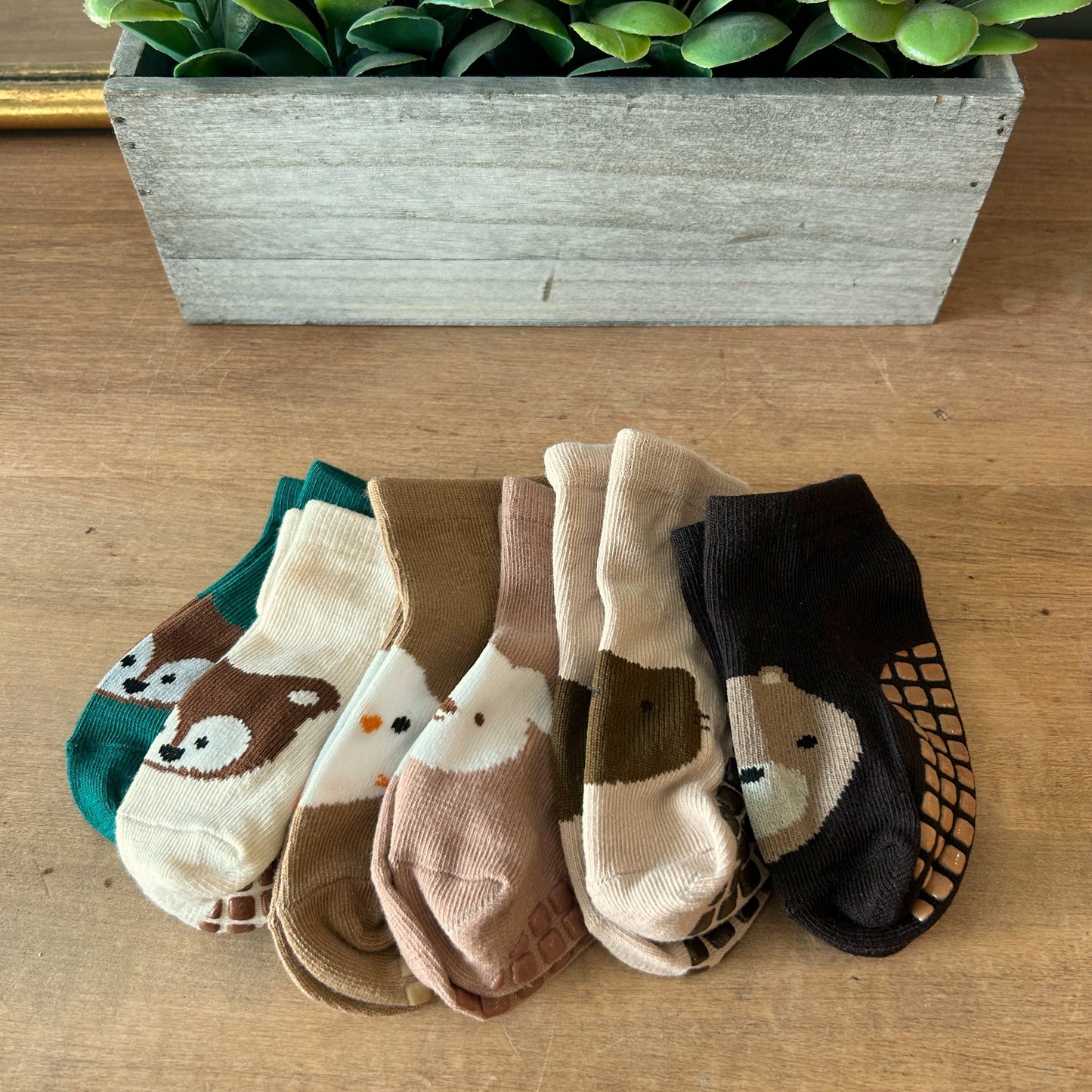 Baby Grip Socks - Green Fox