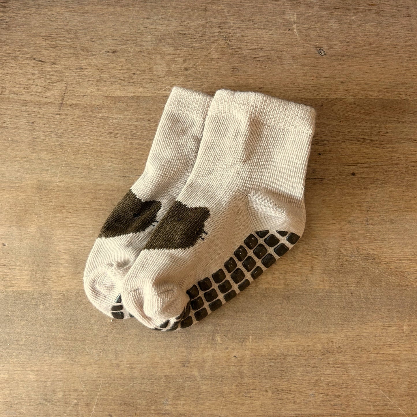 Baby Grip Socks - Beige Kitty