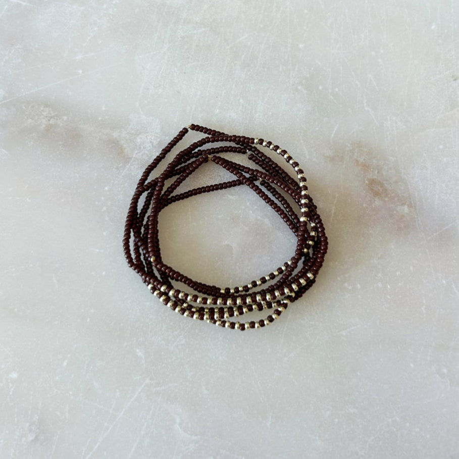 Beaded Stacking Bracelets - Espresso