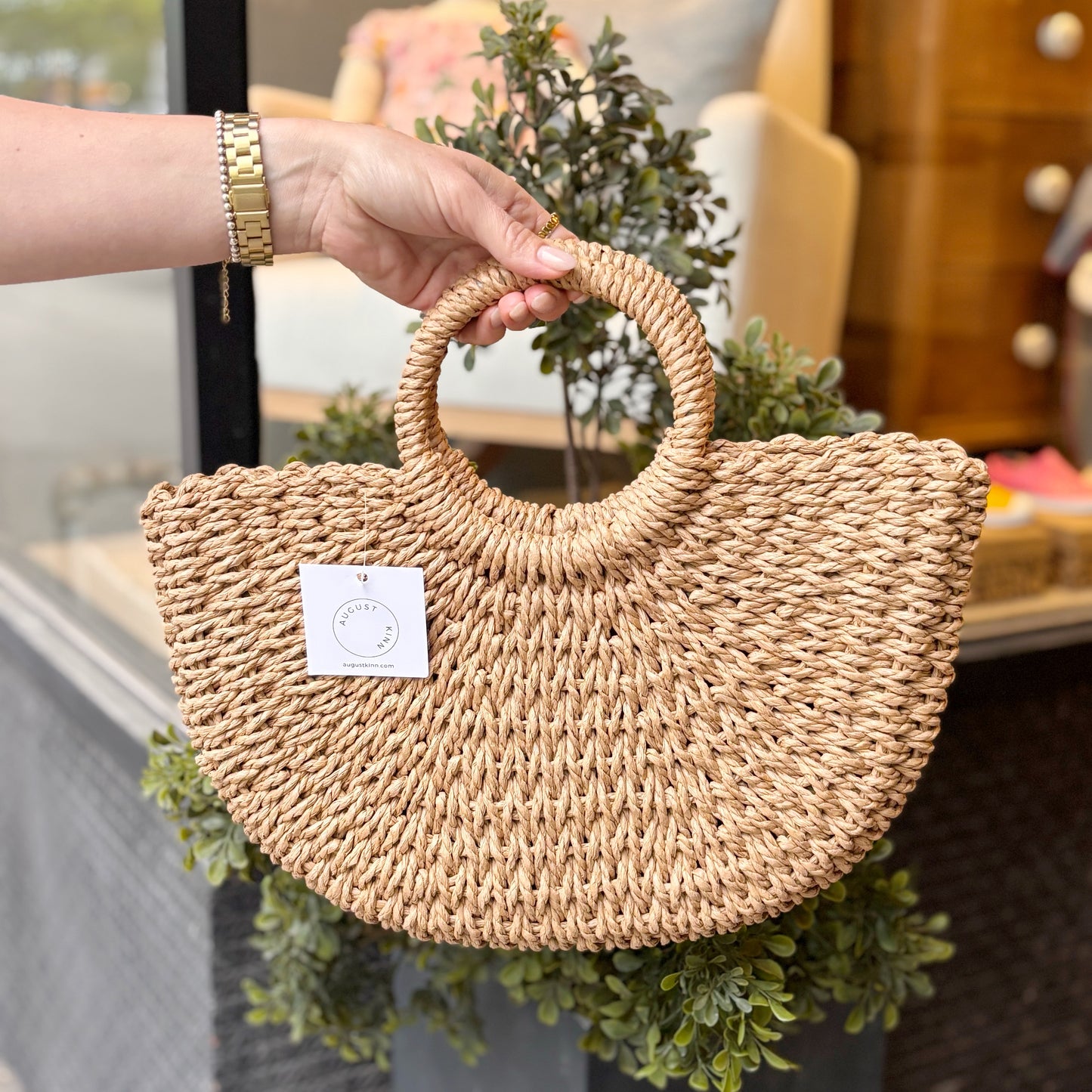 Woven Straw Handbag
