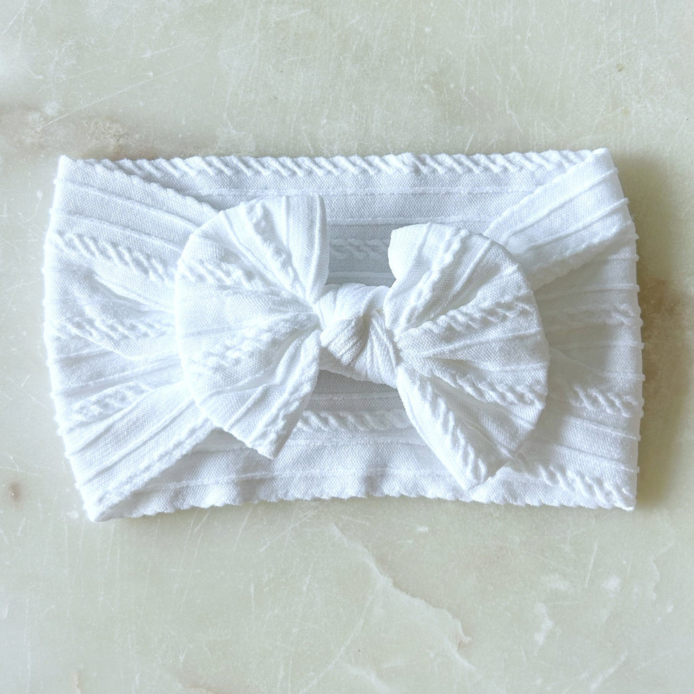 Stretchy Bow Headband - White