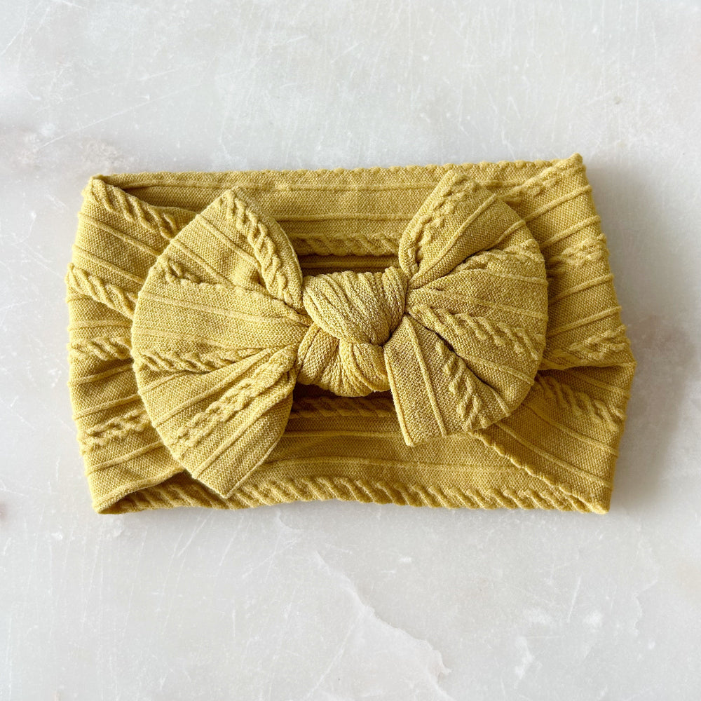 Stretchy Bow Headband - Mustard Yellow
