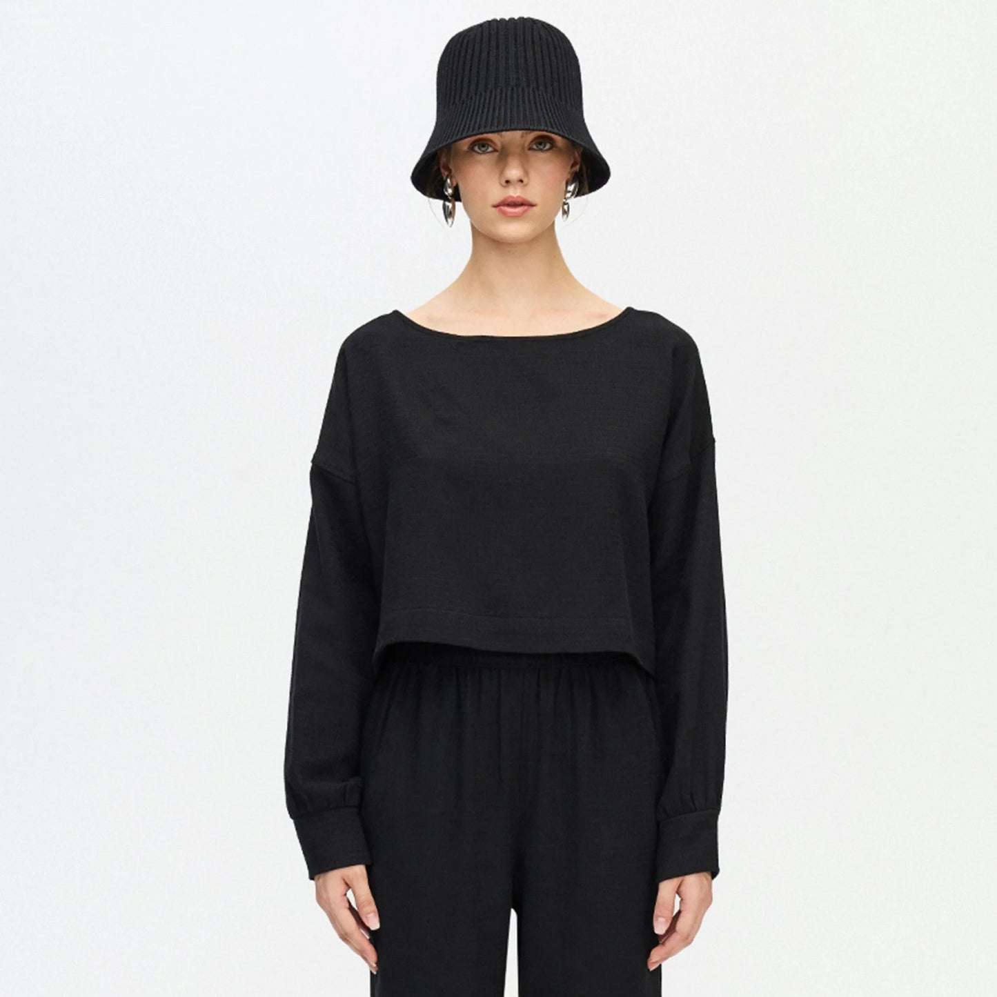 Crop Blouse - Black (O/S)