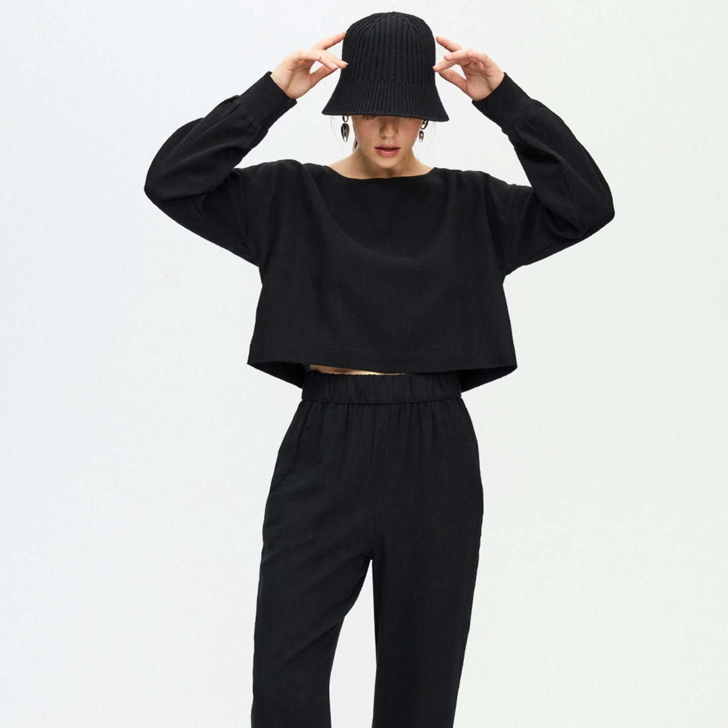 Crop Blouse - Black (O/S)