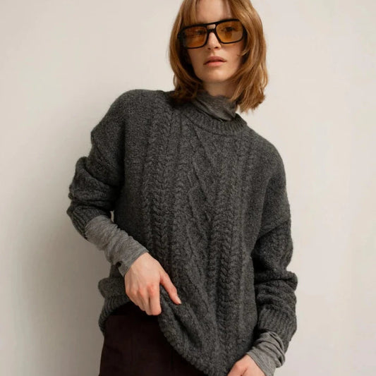 Rayna Cable Sweater - Dark Stone Mix