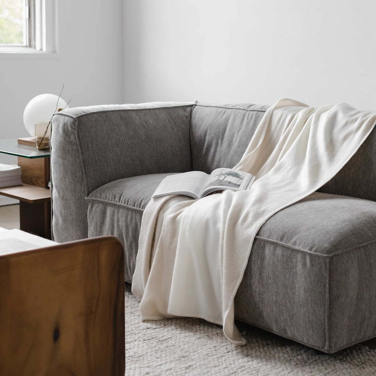 Alpaca Throw Blanket - Buttercream Stripe