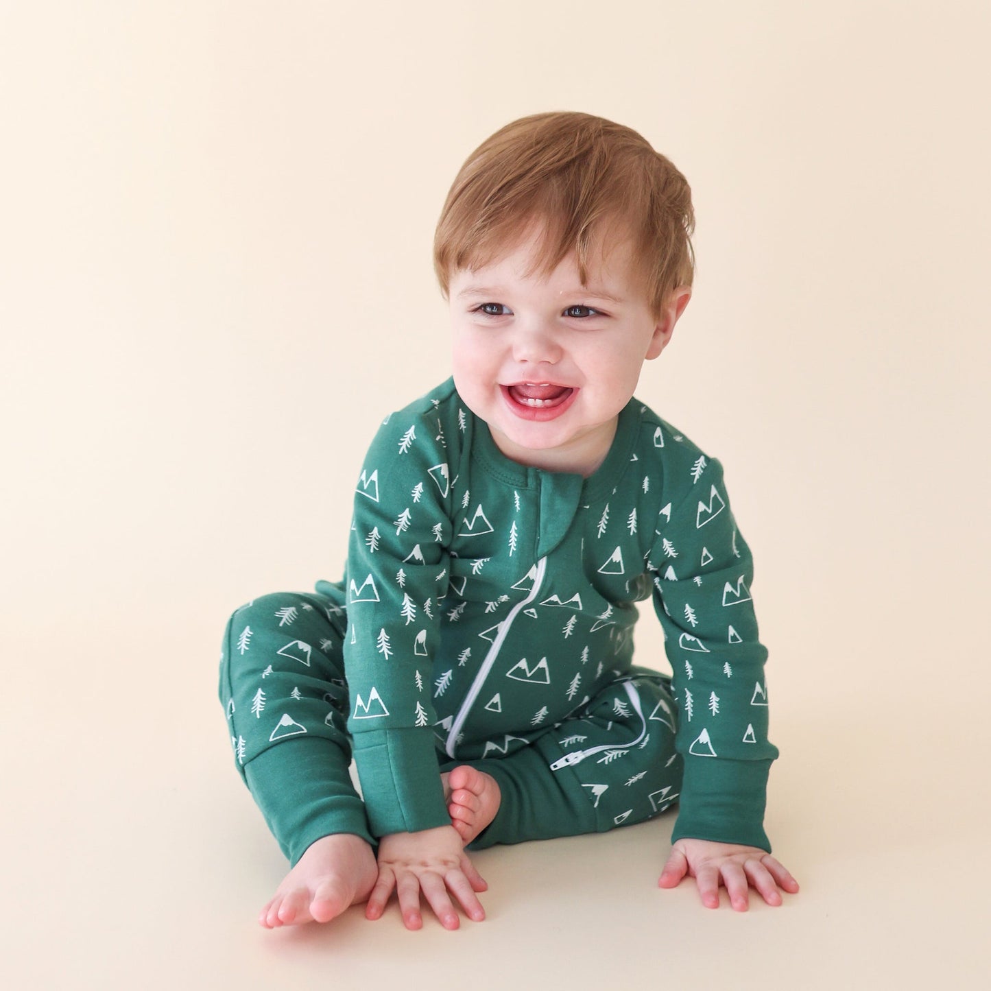 Organic Holiday Zip Romper - Mountains