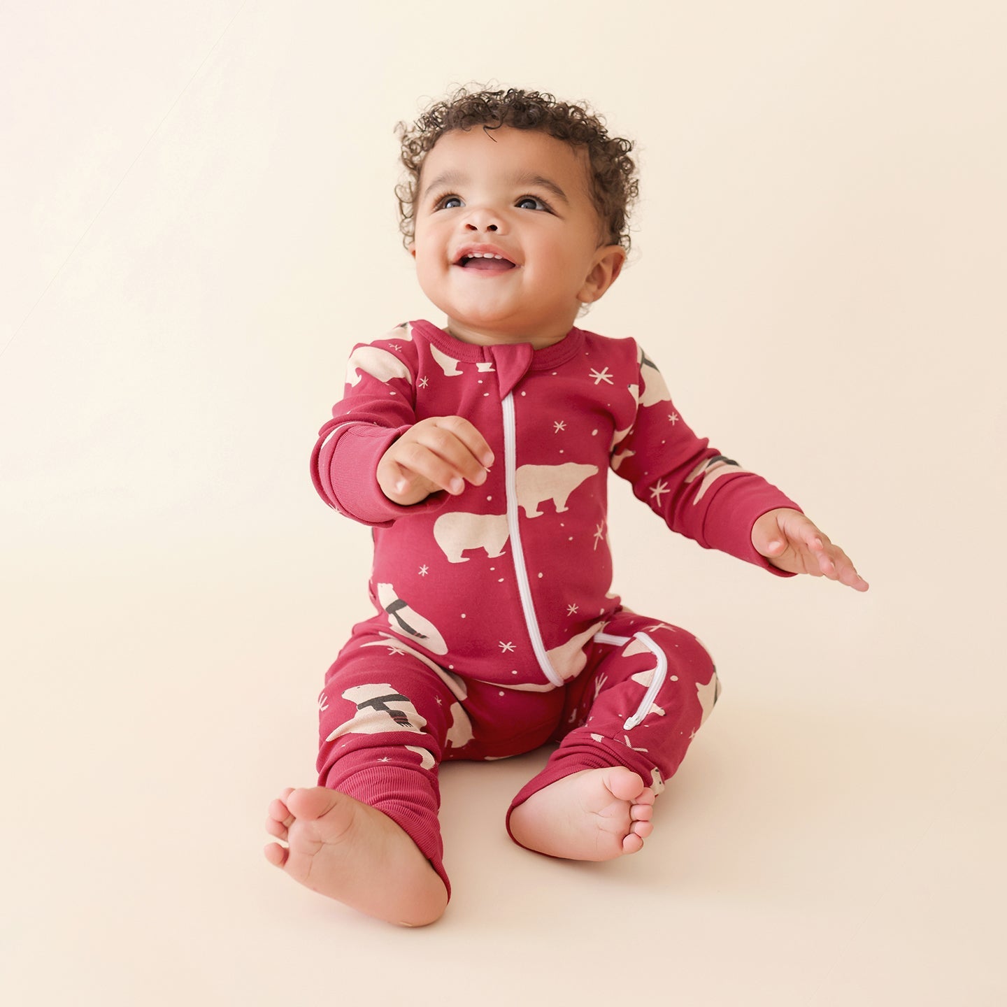 Organic Holiday Zip Romper - Polar Bears