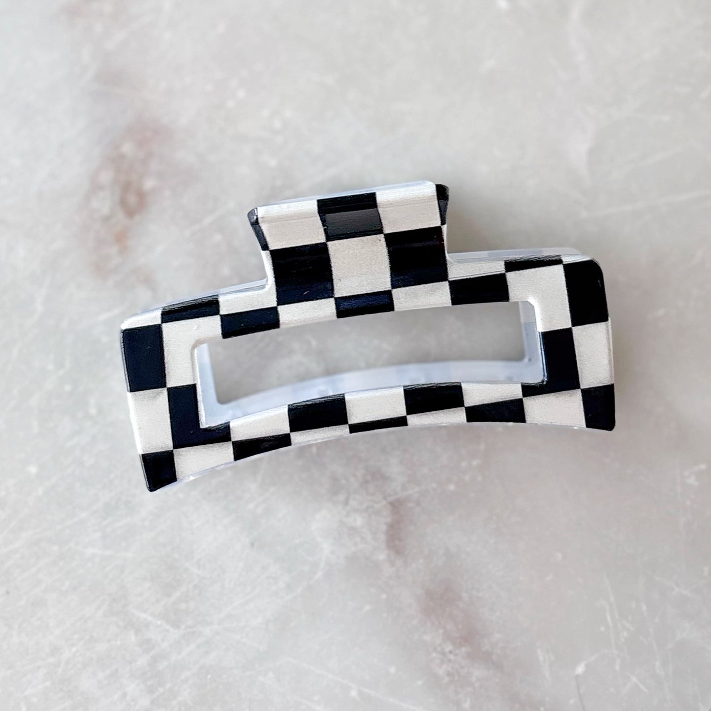 Large Claw Clip - Checkered Black