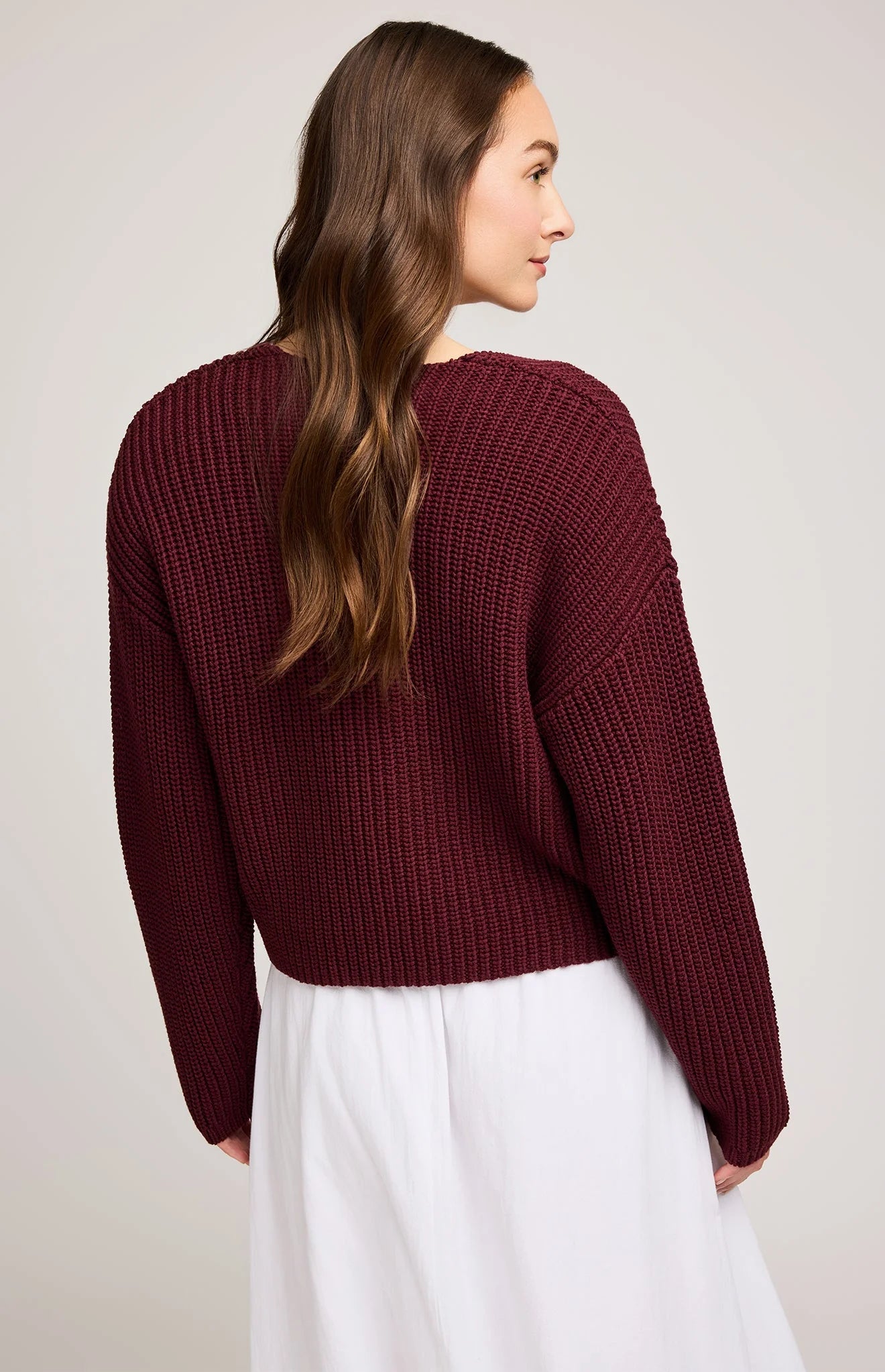 Spencer V-Neck Knit Sweater - Merlot