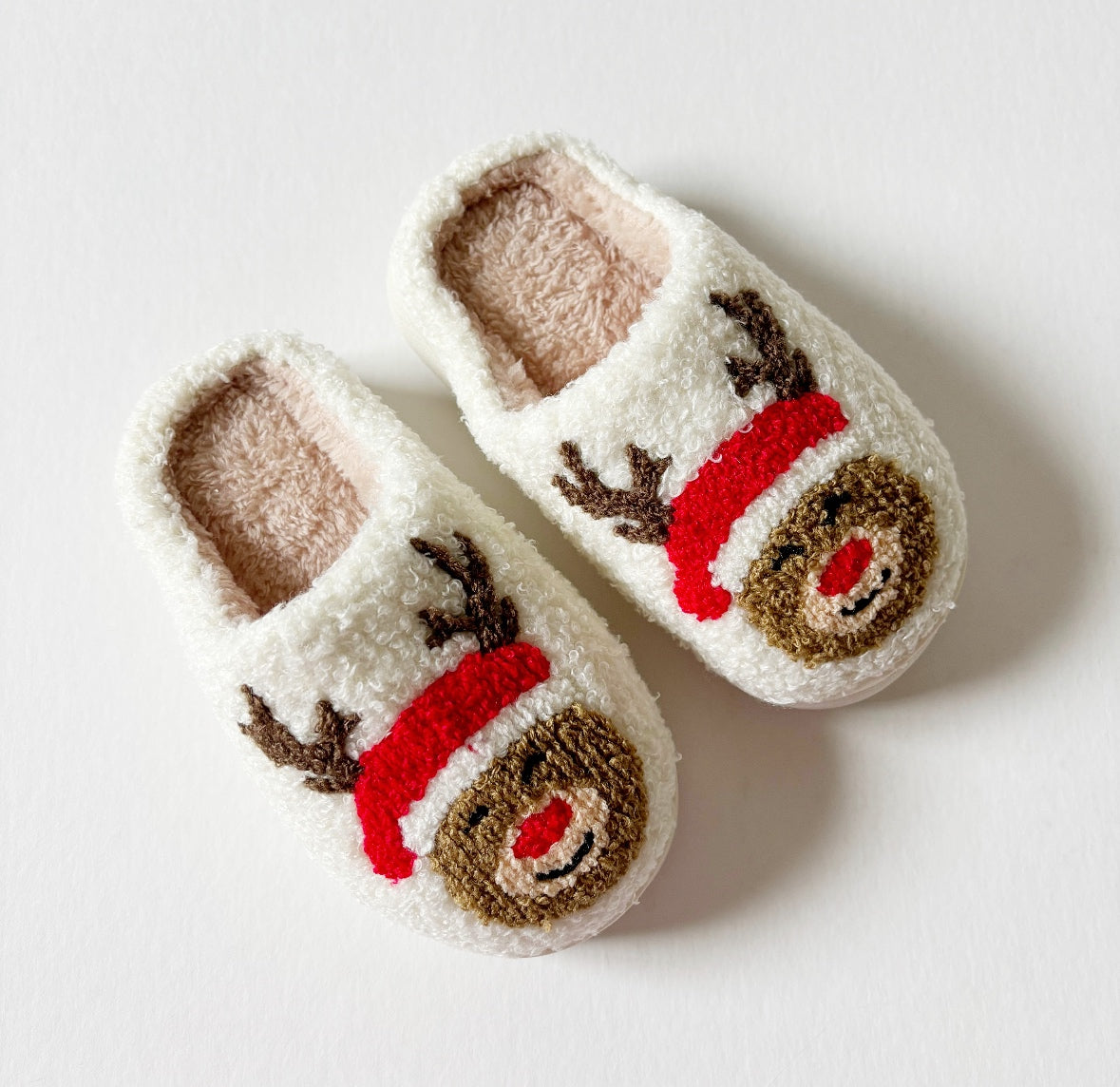 Reindeer Sherpa Memory Foam Slippers