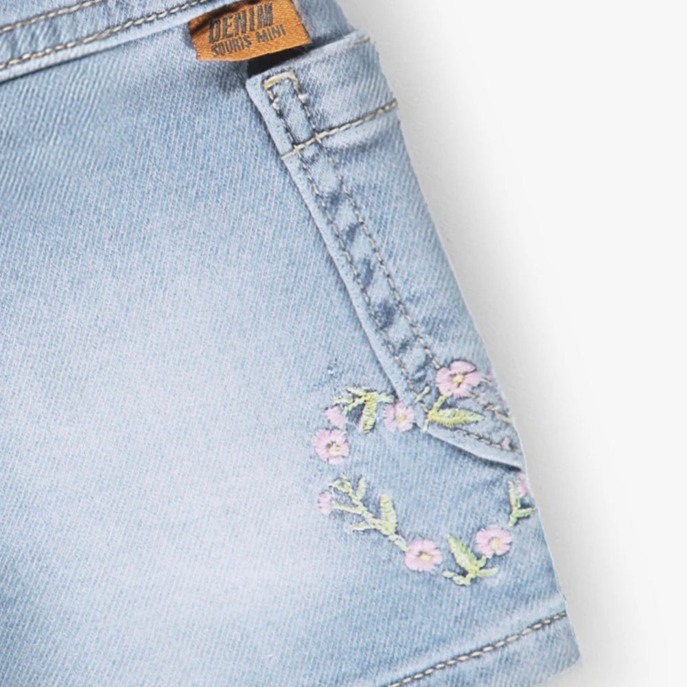 Blue Denim Shorts - Bow