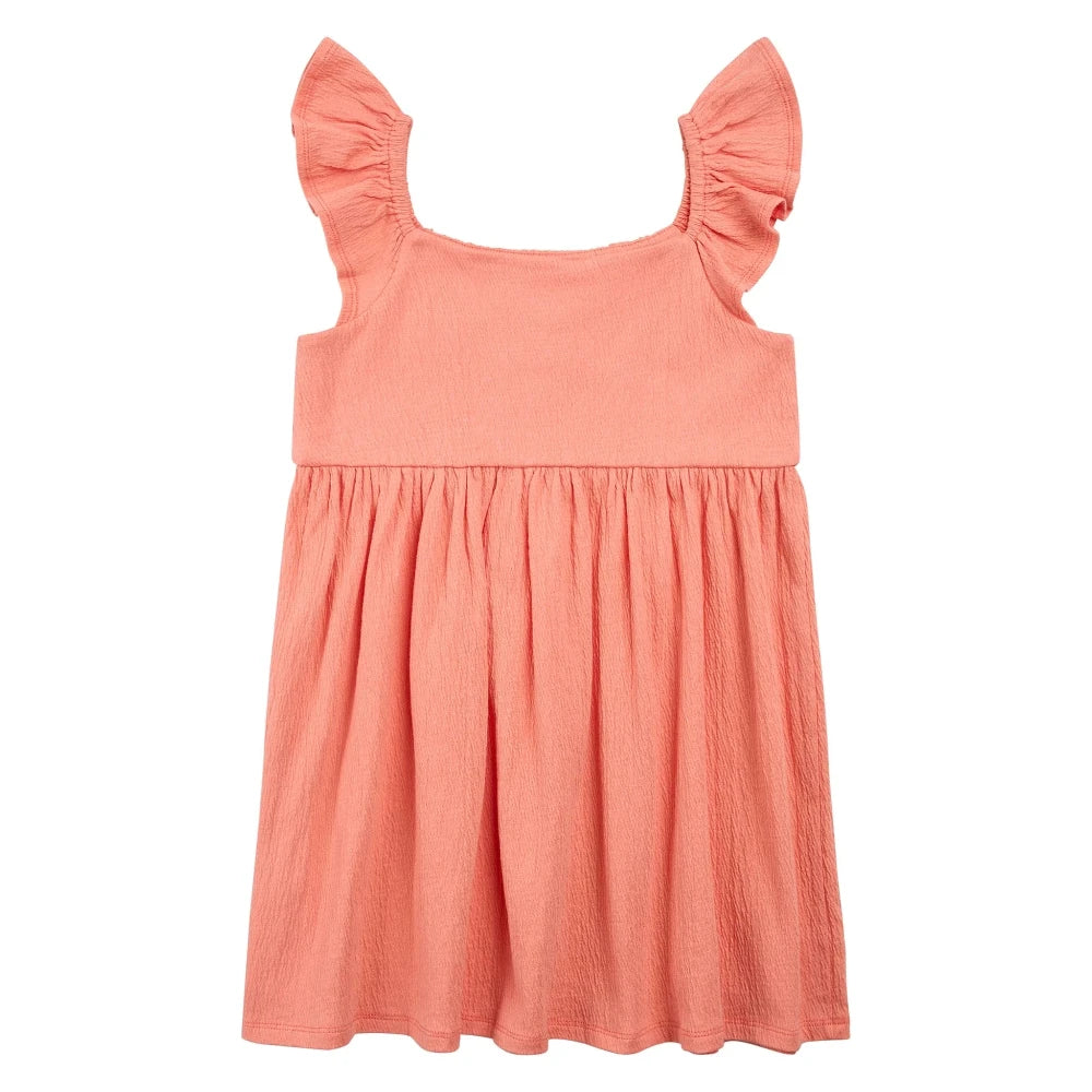 Embroidered Dress - Coral