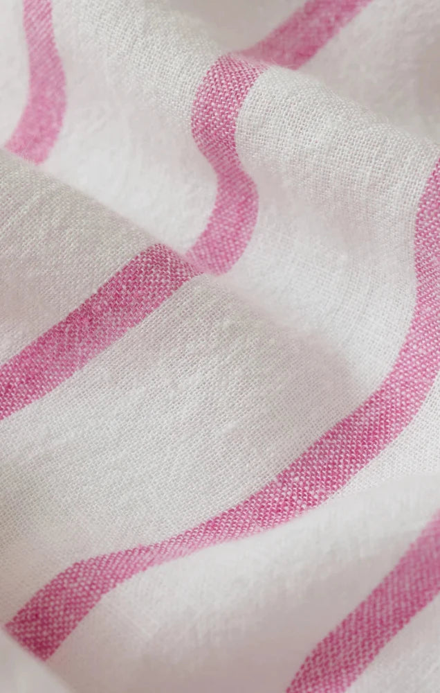 The Perfect Linen Striped Short - Spanish Rose