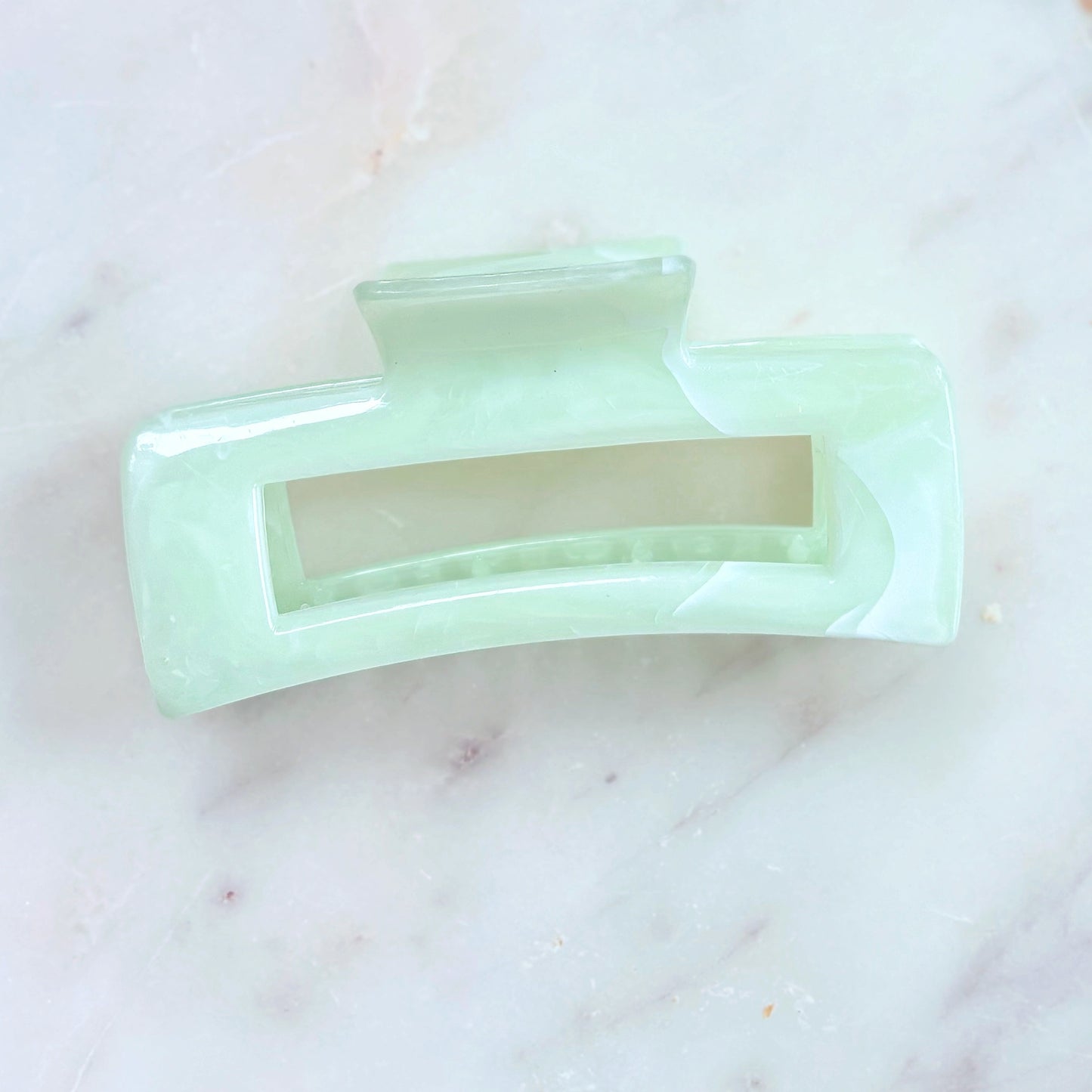 Marbled Hair Clip - Mint Cream