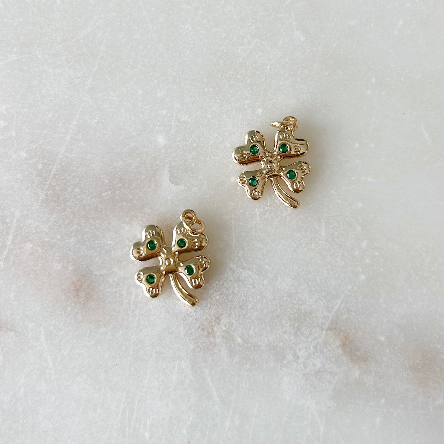 Gold + Emerald Shamrock Charm