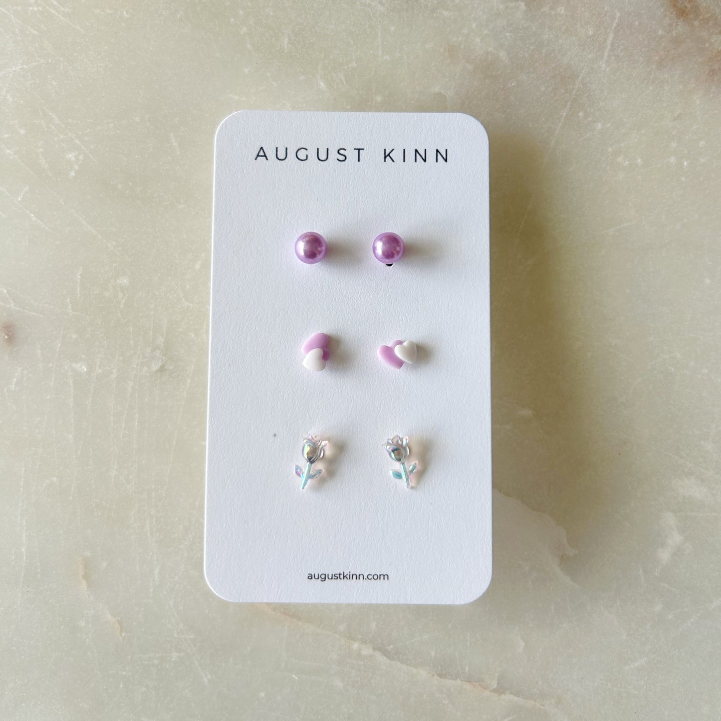 Stud Earrings 3 pack - Purple Roses