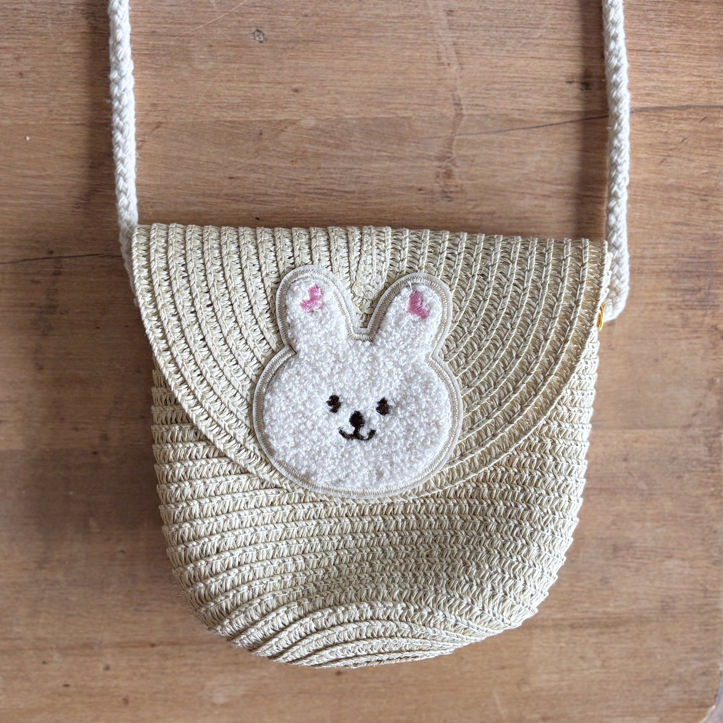 Straw Crossbody Bunny Bag - Natural