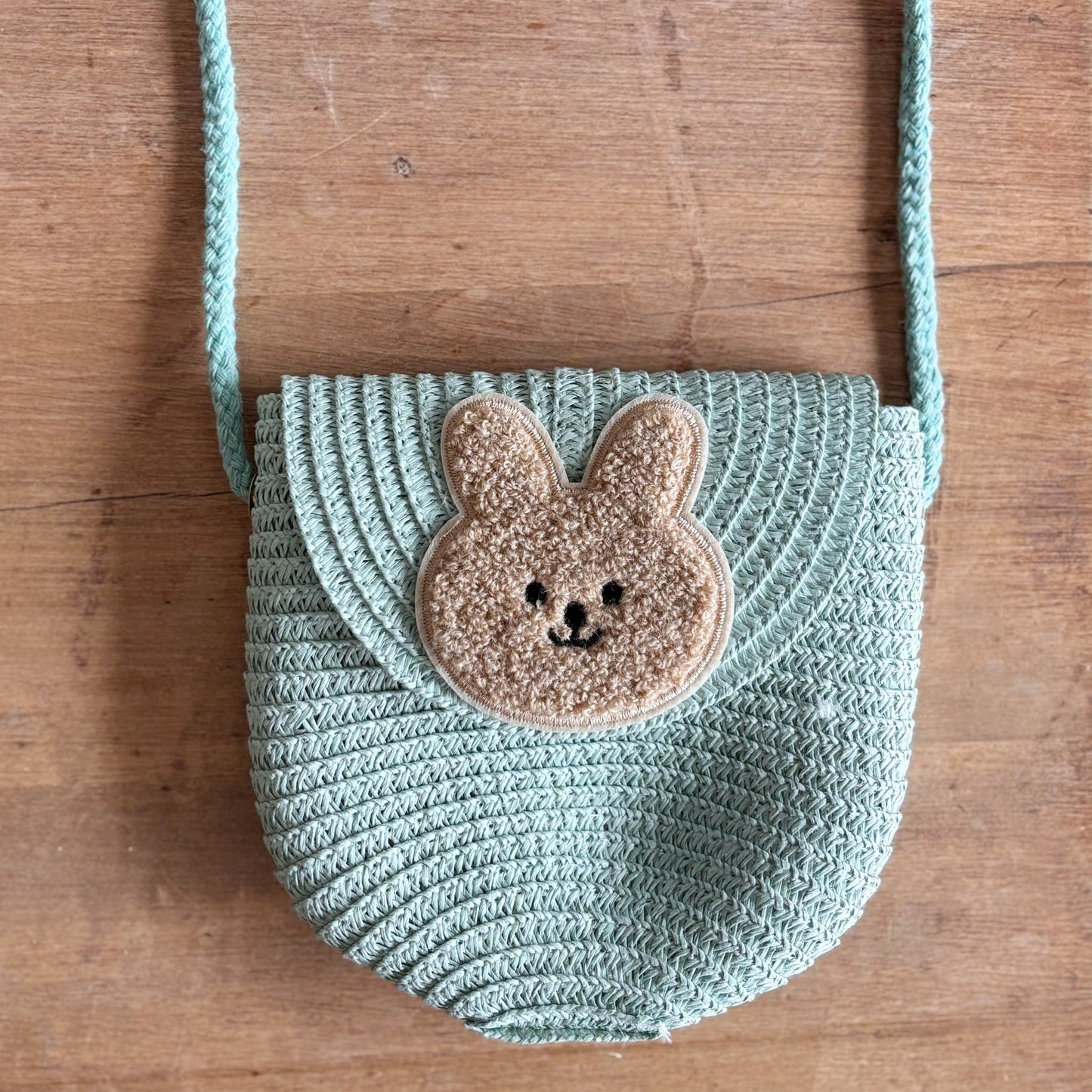 Straw Crossbody Bunny Bag - Turquoise
