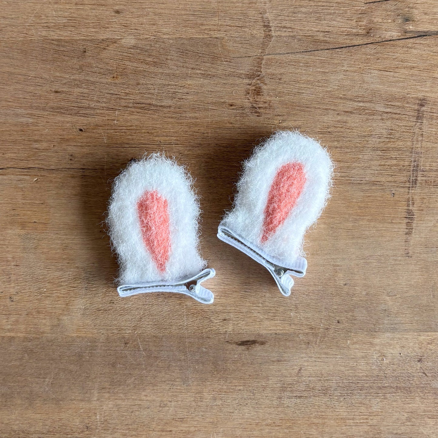 Bunny Ear Hair Clips - Coral