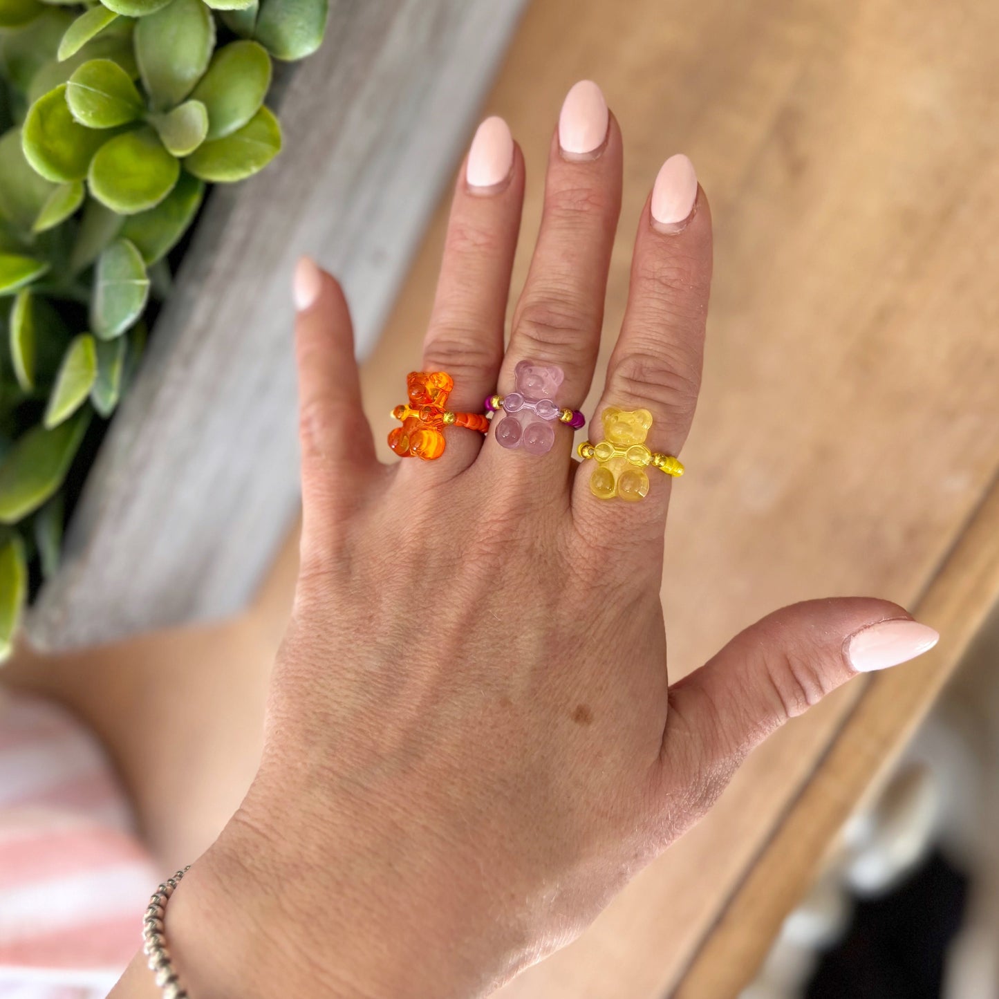 Gummy Bear Bead Ring - Blue