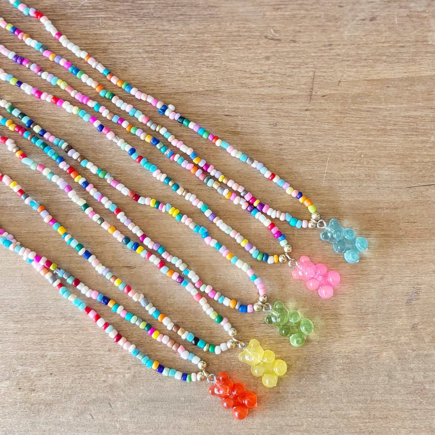 Gummy Bear Bead Necklace - Blue
