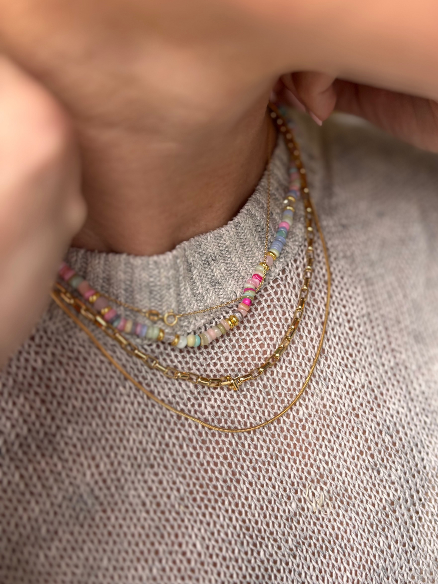 Pastel Stone Bead Necklace