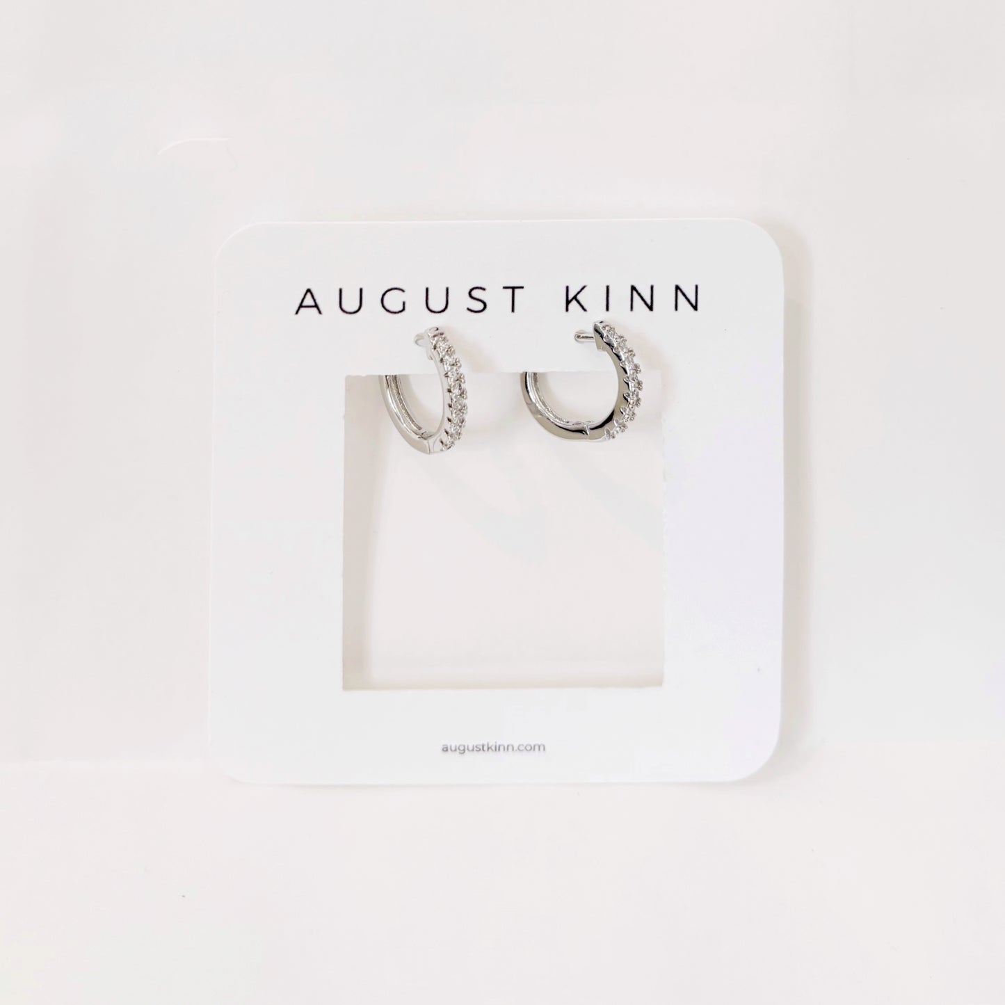 Silver Earrings - Diamond Hoops