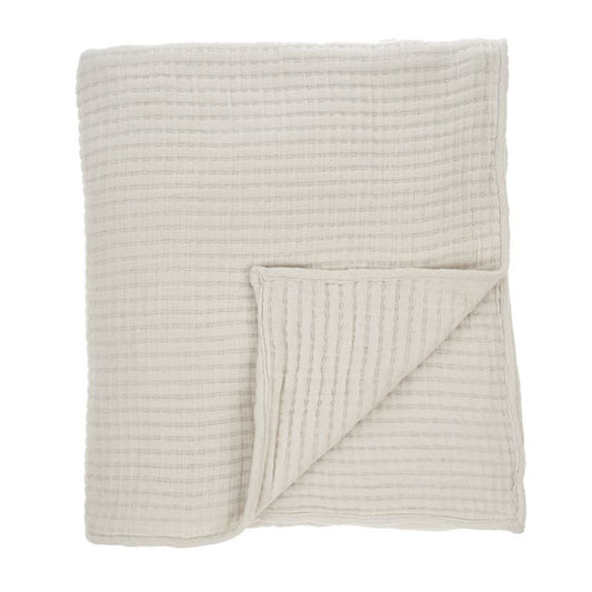 Kantha-Stitch Throw - White