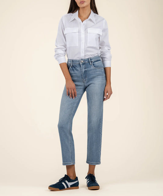 Elizabeth High Rise Crop Straight Leg - Supported Wash