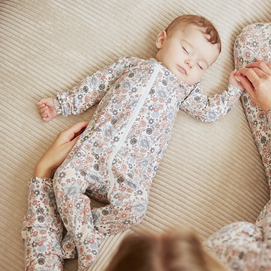 Jersey Footed Sleeper - Vintage Floral