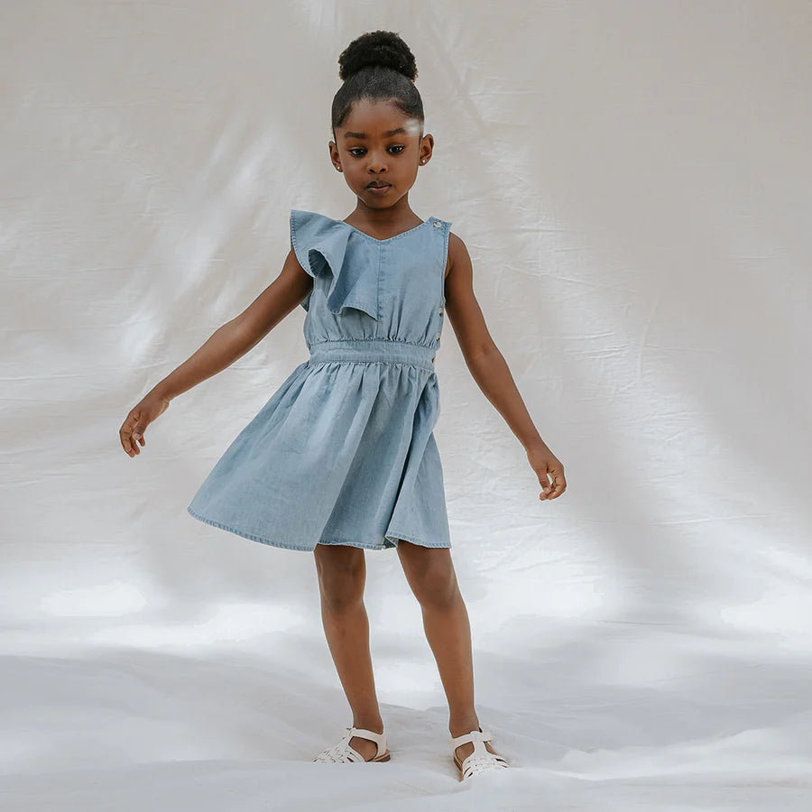 Sky Ruffled Dress - Chambray