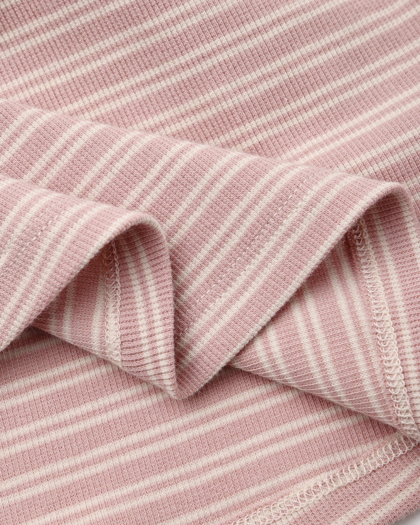 Ribbed Long Sleeve Dress - Dusty Rose Microstripe