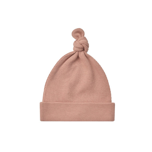 Knotted Waffle Hat - Rose