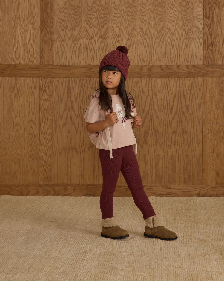 Ribbed Legging - Burgundy
