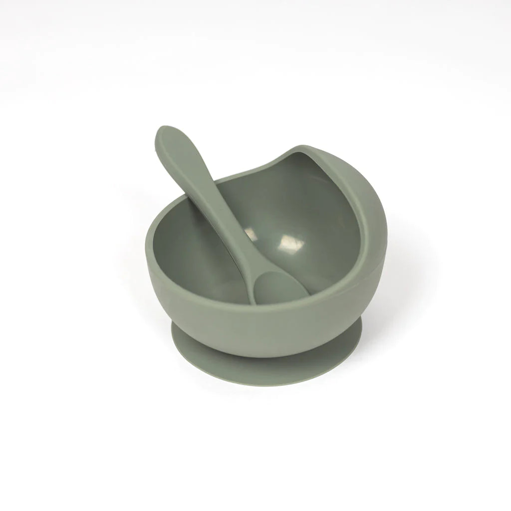 Silicone Suction Bowl and Spoon Set - Sage