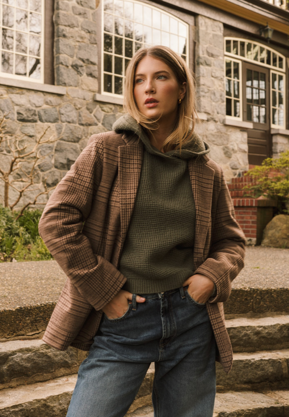 Sapphira Blazer - Chocolate Glencheck Brown
