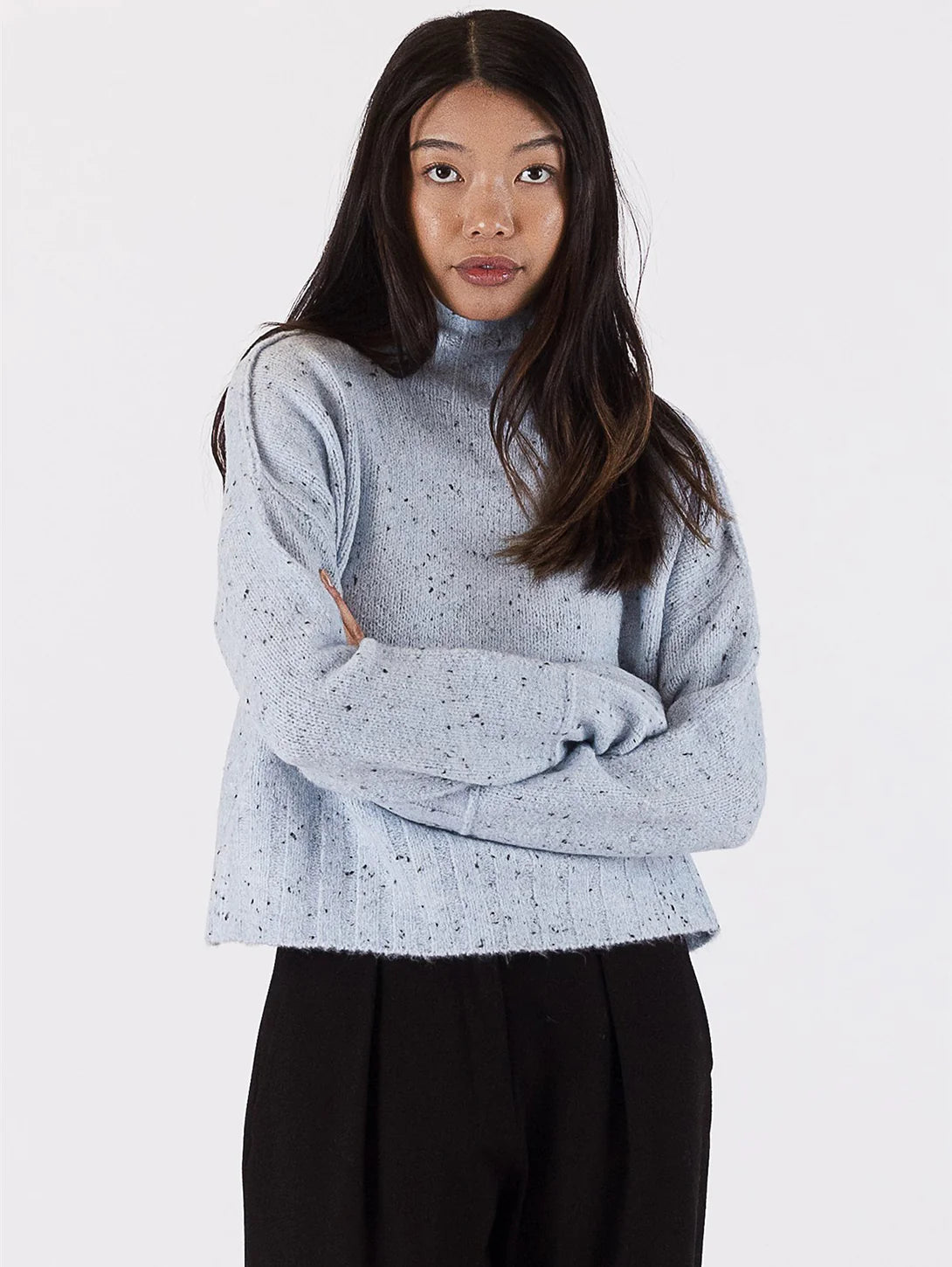 Tova Mockneck Sweater - Blue Fleck