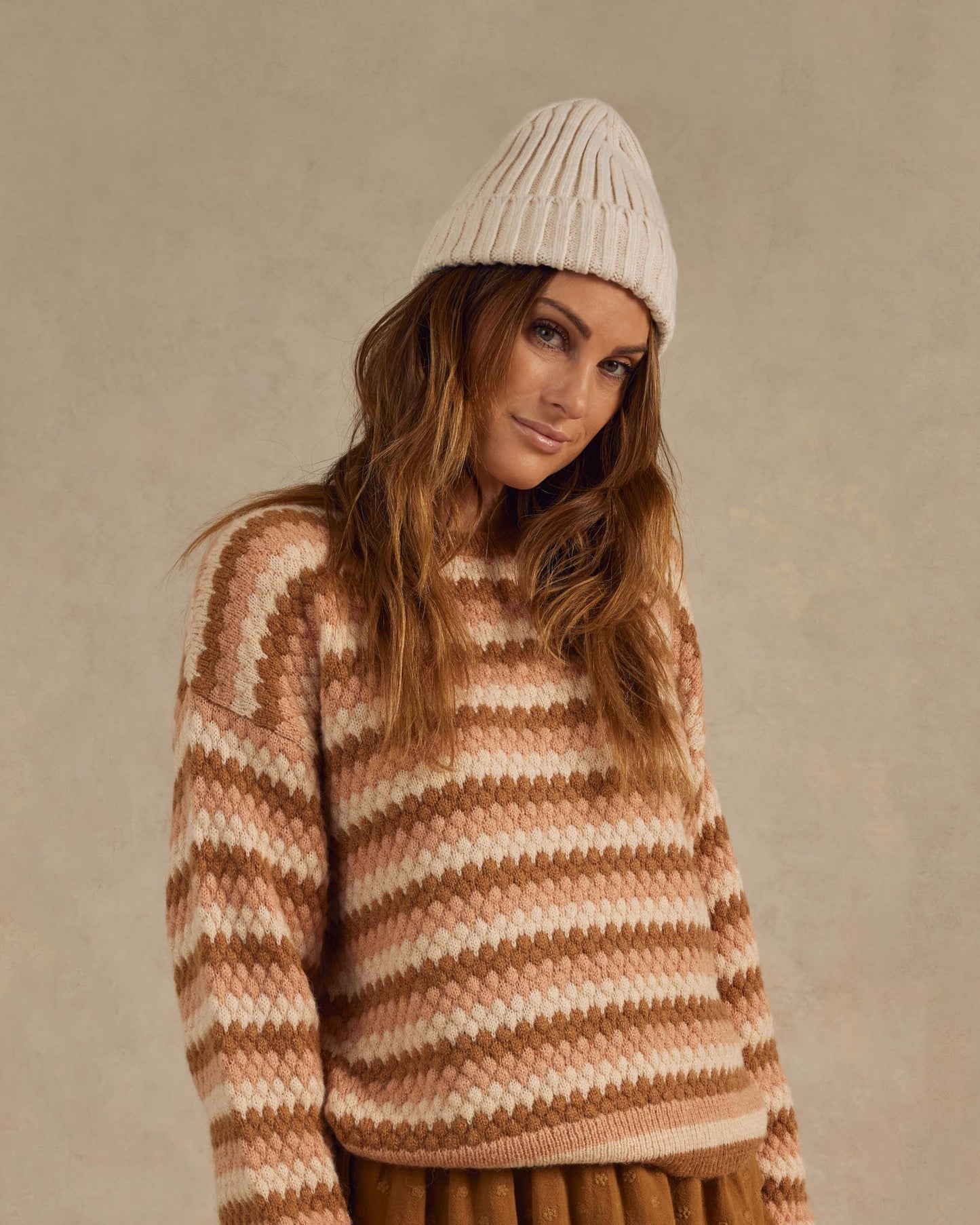 Ladies Knit Beanie - Natural