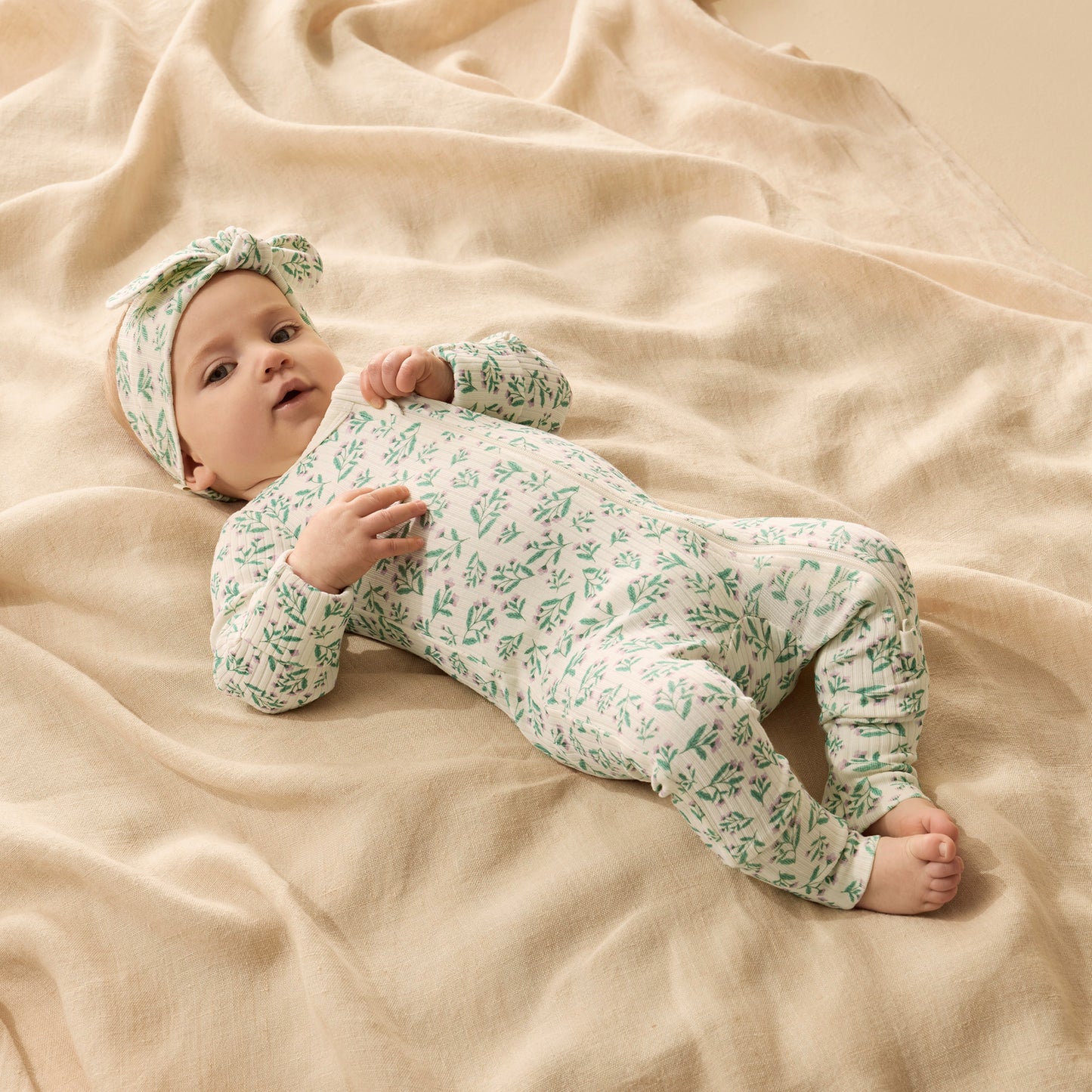 Organic Zip Footed Sleeper - Periwinkle