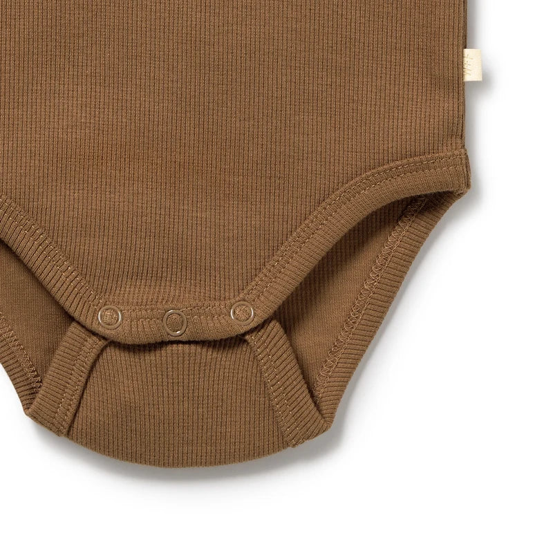 Organic Cotton Rib Bodysuit - Nutmeg