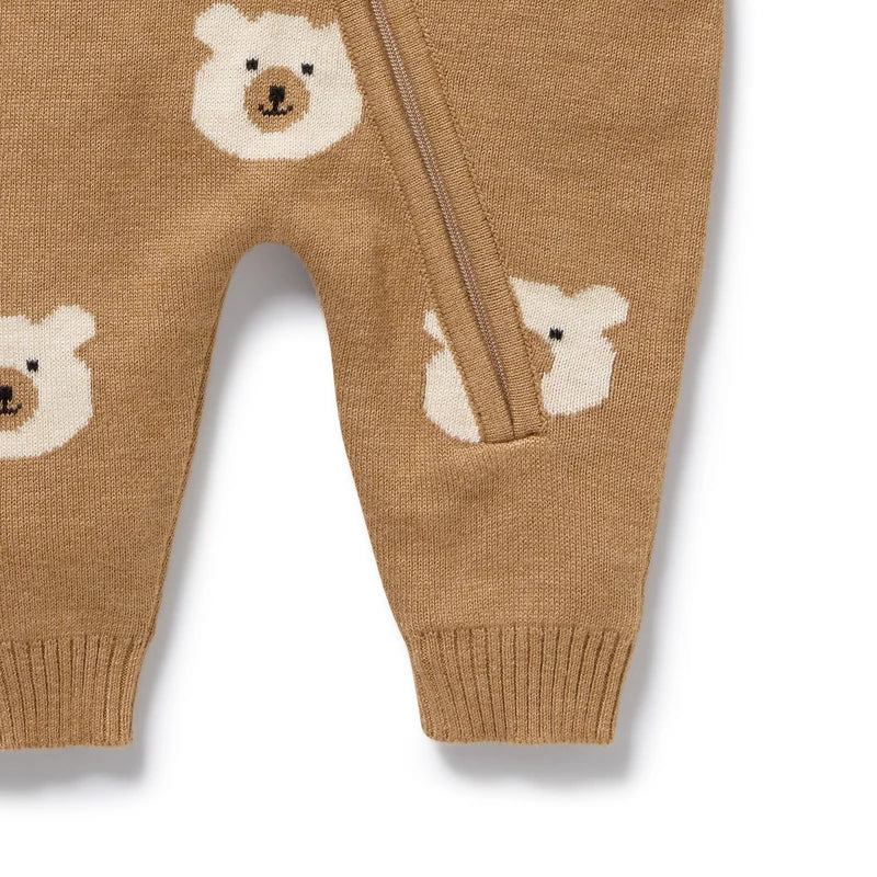 Organic Knit Growsuit -Beary Cute