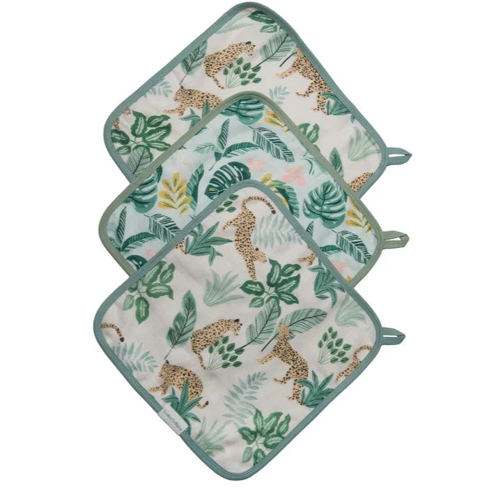 Muslin Washcloth Set (set of 3) - Tropical Jungle