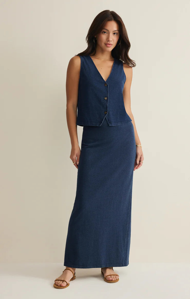 Gail Jersey Midi Skirt - Indigo