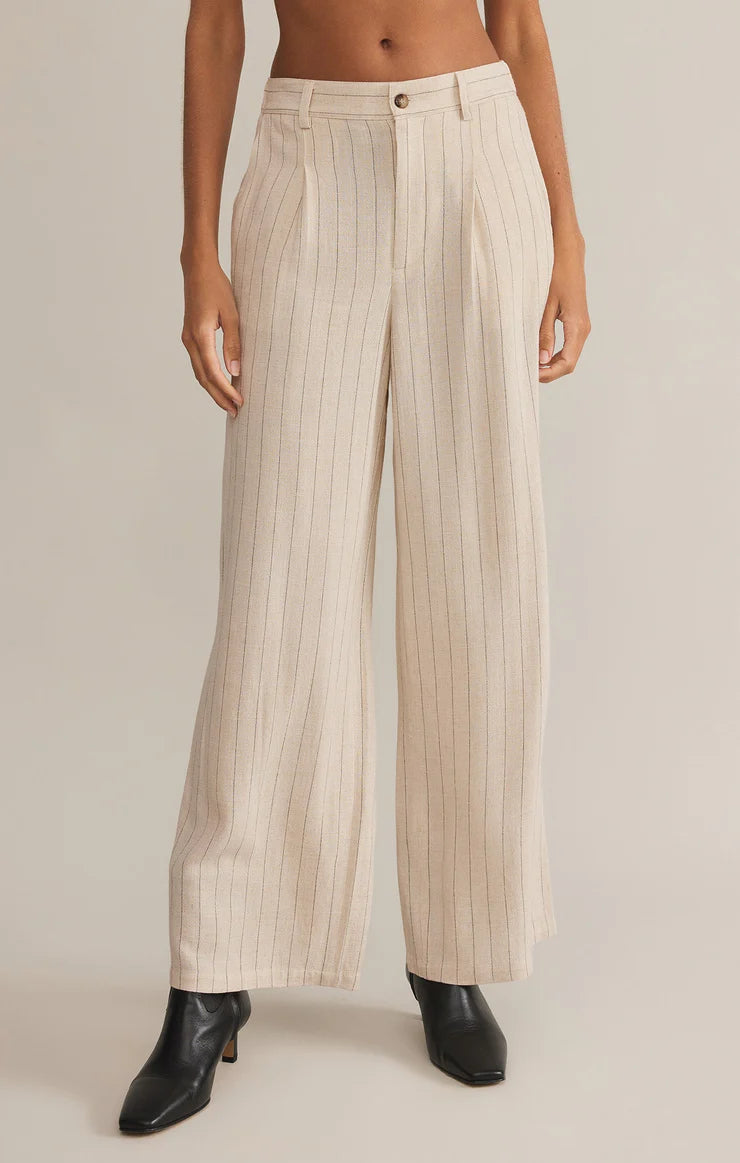 Bennett Pinstripe Pant - Flax