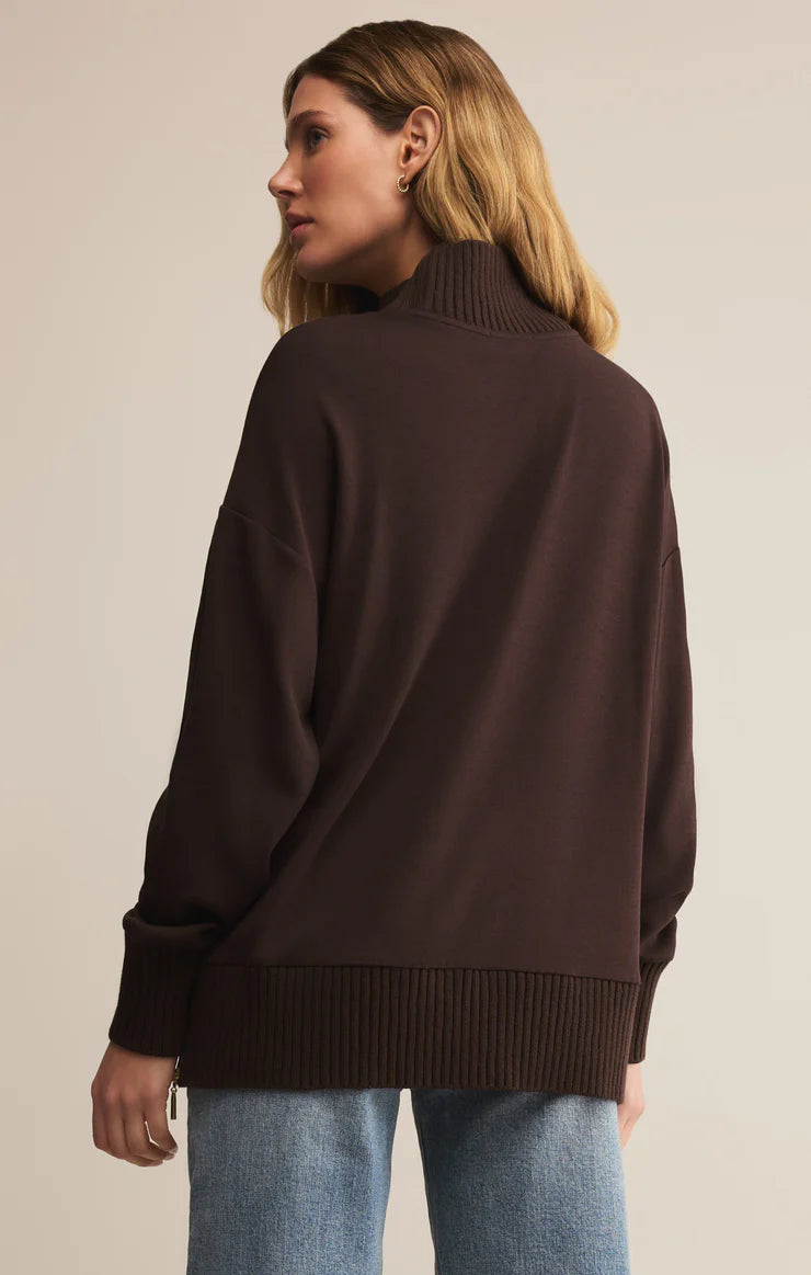 Sable Rib Mock Neck Sweater - Chocolate Cherry